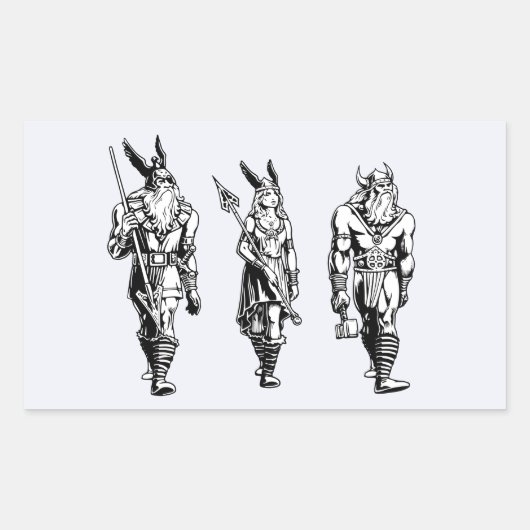 Sticker Rectangulaire Odin, Freyja et Thor (Devant)