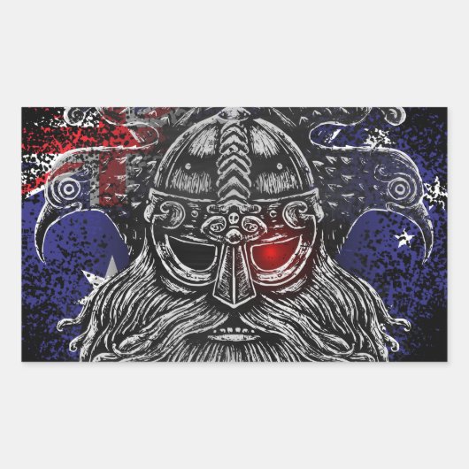 Sticker Rectangulaire Odin ravens swords Viking Mythologie Australia fla (Devant)