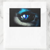 Sticker Rectangulaire OEil bleu effrayant se détachant de l'obscurité (Sac)