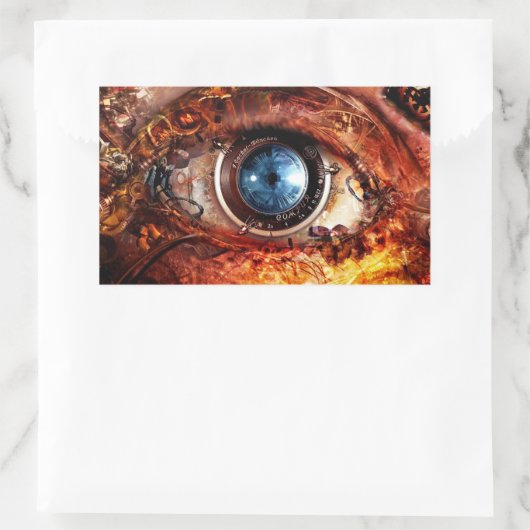 Sticker Rectangulaire OEil caméra Steampunk (Sac)