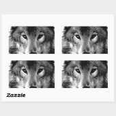 Sticker Rectangulaire Oeil de loup noir et blanc (Feuille)