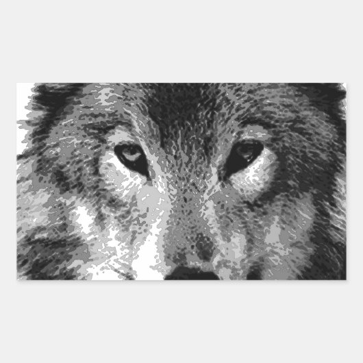 Sticker Rectangulaire Oeil de loup noir et blanc (Devant)