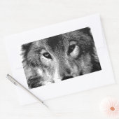 Sticker Rectangulaire Oeil de loup noir et blanc (Enveloppe)