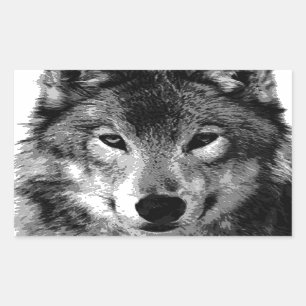 Sticker Rectangulaire Oeil de loup noir et blanc