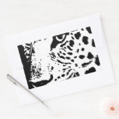 Sticker Rectangulaire Oeil noir et blanc du léopard (Enveloppe)