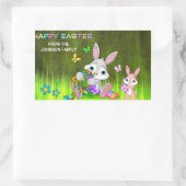 Sticker Rectangulaire OEufs colorés HAPPY EASTER personnalisés (Sac)