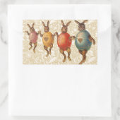 Sticker Rectangulaire Oeufs dansants lapins de Pâques (Sac)