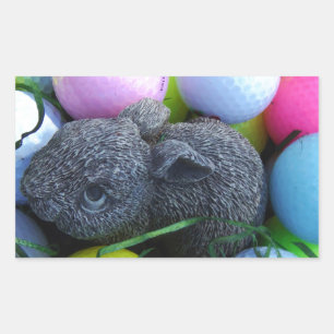 Sticker Rectangulaire Oeufs de Pâques, Ballons de golf de lapin