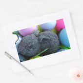Sticker Rectangulaire Oeufs de Pâques, Ballons de golf de lapin (Enveloppe)