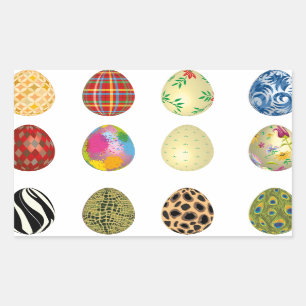 Sticker Rectangulaire oeufs de pâques colorés