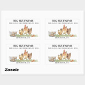 Sticker Rectangulaire OEufs de poulet ferme Aquarelle carton frais (Feuille)