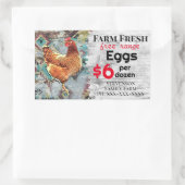 Sticker Rectangulaire Oeufs Fraîches De Ferme Plage Libre À Vendre Poule (Sac)
