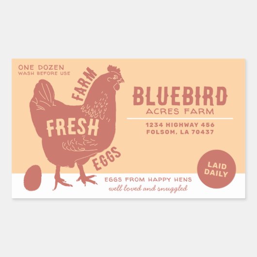 Sticker Rectangulaire Oeufs frais de ferme (Devant)