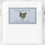 Sticker Rectangulaire Œufs frais de la ferme Monogramme Carton d'œufs Bl (Sac)