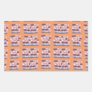 Sticker Rectangulaire Œuvre d'art unique et élégante à motif de cœur pou