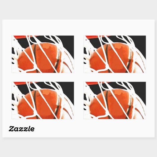Sticker Rectangulaire Oeuvre de basket-ball (Feuille)