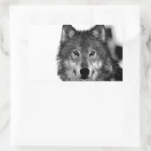 Sticker Rectangulaire Oeuvre de Loup noir et blanc (Sac)