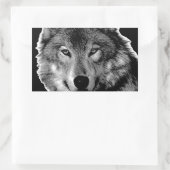 Sticker Rectangulaire Oeuvre de Loup noir et blanc (Sac)