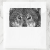 Sticker Rectangulaire Oeuvre de Loup noir et blanc (Sac)