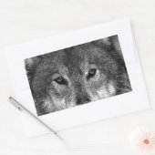 Sticker Rectangulaire Oeuvre de Loup noir et blanc (Enveloppe)