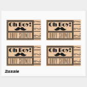 Sticker Rectangulaire Oh garçon Baby shower de moustache noire (Feuille)