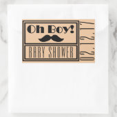 Sticker Rectangulaire Oh garçon Baby shower de moustache noire (Sac)
