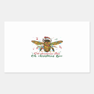 Sticker Rectangulaire Oh Joyeux cadeau d'abeille de Noël