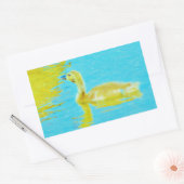 Sticker Rectangulaire Oie-bébé jaune avec eau bleu clair (Enveloppe)