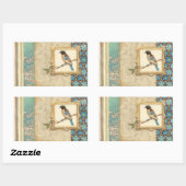 Sticker Rectangulaire Oiseau Brown et bleu sur une branche (Feuille)