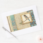 Sticker Rectangulaire Oiseau Brown et bleu sur une branche (Enveloppe)