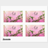 STICKER RECTANGULAIRE OISEAU DE PRINTEMPS ET MONOGRAMME D'ARBRE FLEURIER (Feuille)