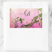 STICKER RECTANGULAIRE OISEAU DE PRINTEMPS ET MONOGRAMME D'ARBRE FLEURIER (Sac)