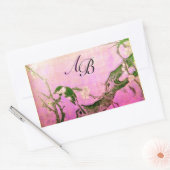 STICKER RECTANGULAIRE OISEAU DE PRINTEMPS ET MONOGRAMME D'ARBRE FLEURIER (Enveloppe)