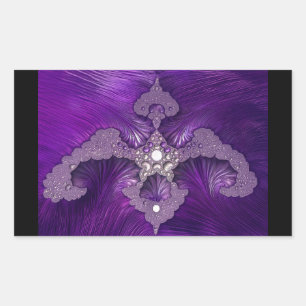 Sticker Rectangulaire Oiseau Fractal Abstrait Violet