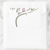 Sticker Rectangulaire Oiseau rose doux assis dans un arbre original (Sac)