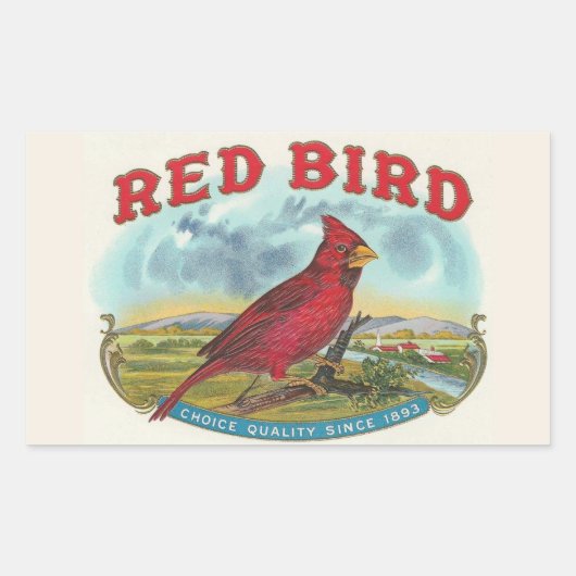 Sticker Rectangulaire Oiseau rouge (Devant)