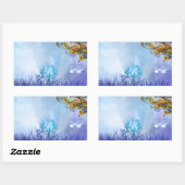 Sticker Rectangulaire Oiseaux bleus de l'étang bleu (Feuille)