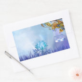 Sticker Rectangulaire Oiseaux bleus de l'étang bleu (Enveloppe)