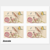 Sticker Rectangulaire oiseaux Brown avec oeillets et papillons (Feuille)