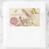 Sticker Rectangulaire oiseaux Brown avec oeillets et papillons (Sac)