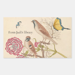 Sticker Rectangulaire oiseaux Brown avec oeillets et papillons