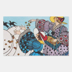 STICKER RECTANGULAIRE OISEAUX DE PRINTEMPS / CONCEPTEUR DE COSTUME MODE