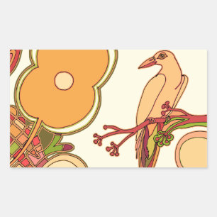 Sticker Rectangulaire Oiseaux Fantaisistes