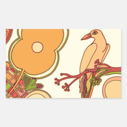 Sticker Rectangulaire Oiseaux Fantaisistes (Devant)