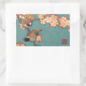 Sticker Rectangulaire Oiseaux Fleurs Hokusai Art Japonais (Sac)