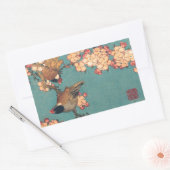 Sticker Rectangulaire Oiseaux Fleurs Hokusai Art Japonais (Enveloppe)