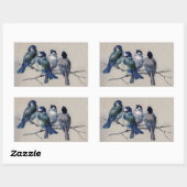 Sticker Rectangulaire Oiseaux gris bleu sur une branche par Hector Giaco (Feuille)