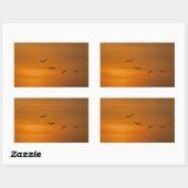 Sticker Rectangulaire Oiseaux volant au coucher du soleil (Feuille)
