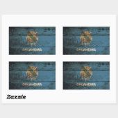 Sticker Rectangulaire Oklahoma State Flag on Old Wood (Feuille)