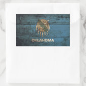 Sticker Rectangulaire Oklahoma State Flag on Old Wood (Sac)